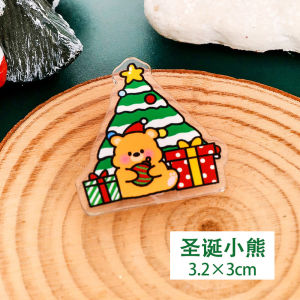 Ins Cây giáng sinh Dễ thương Trâm Acrylic sinh viên phim hoạt hình trang trí giá trị cao pin Quà Tặng Huy hiệu giáng sinh