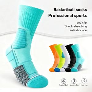 Sports Socks High Low Cut Breathable Cushioned Anti Slip Socks for Running Gym Training Men Women