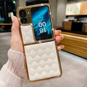 Applicable to Oppo Find N2 FlipFind N3 Flip Electroplated Diamond Edge Skin Feeling High-Grade Classic Style Leather Phone Case Upper and Lower Flip Foldable Screen Drop-Resistant Shockproof Back Cover Shell