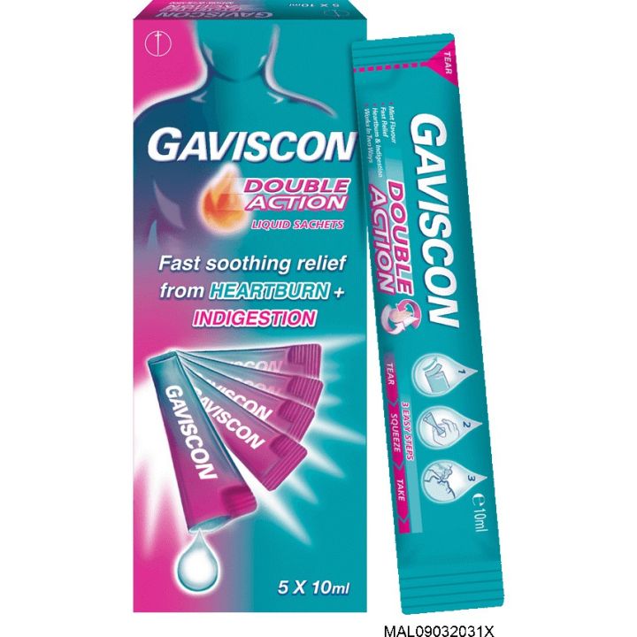 Gaviscon Double Action Sachet 10ml x 5 Sachets (Normal/Double Action