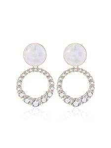 EMS fashion hypoallergenic Korean Elegant Diamond Pearl Earrings Fashion Simple Earrings