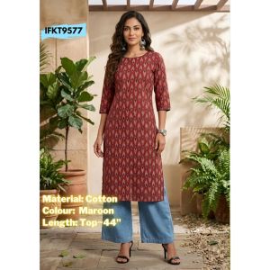 DEBAYU Nayo Cotton Straight Kurti Ethnic Prints Size S to 2XL Kurta Top only Malaysia