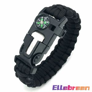 Outdoor Camping Bracelet With Whistle Flint Fire Starter Nylon Bracelet 3.2m Rope Wild Survival