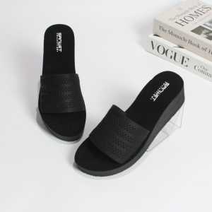 Arkn Sandal Wedges wanita Trendy Sendal selop kekinian Motip Rajut Import terbaru2024