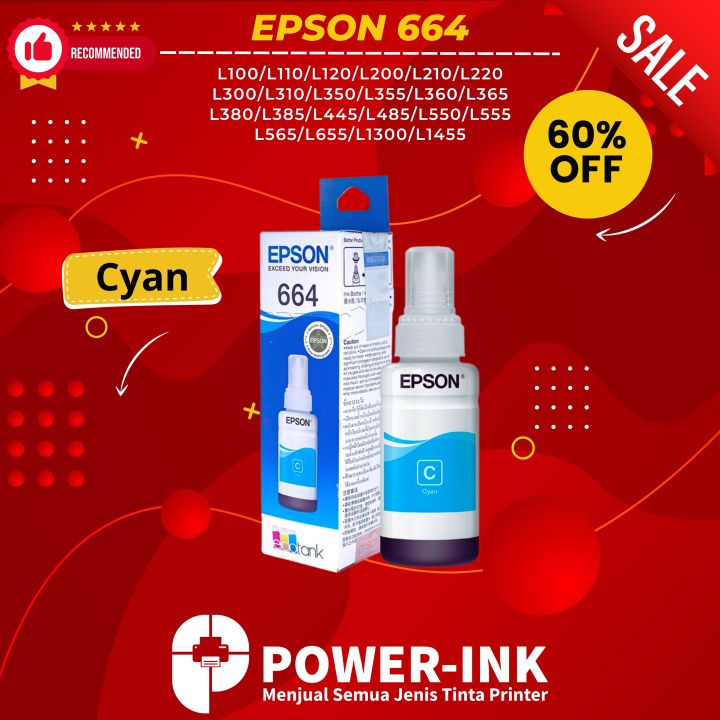 TINTA EPSON 664 PREMIUM UNTUK PRINTER SERIES L100|L110|L120|L200|L210|L220|L300|L310|L350|L355|L360|L365|L380|L385|L445|L485|L550|L555|L565|L655|L1300|L1455