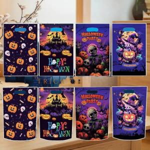 YAFEN 10 50Pcs Scary Halloween Candy Bags Pumpkin Ghost Snack Cookies Gift Packing Bags Trick Or Treat Bags Halloween Decorations
