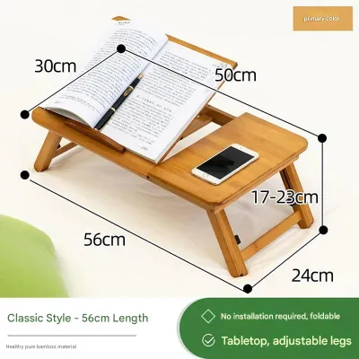 Portable Laptop Desk Bamboo Foldable Bedside Desk Compact Folding Table for Home Office Adjustable Bed Tray