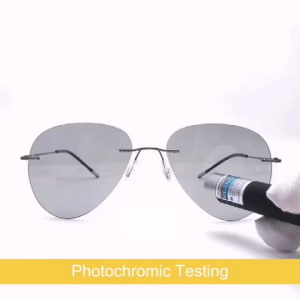 HAWAII Men Ultralight Titanium Polarized Discolor Lens Sunglasses Photochromic Rimless Aviation Style Brand Design Sun Glasses