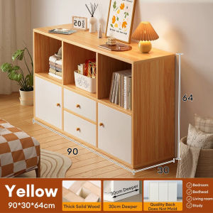 SUNNY Wooden Book Shelf With Door Bookshelf Devider Storage Shelf Wood Rack Divider