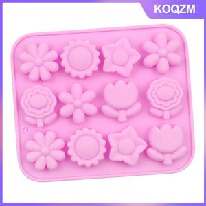 KOQZM Cake Mousse Mold Rose Flower Chrysanthemum Silicone Baking Pan Ice Cube Tray Chocolate Candy Jelly Ice Cube Muffin Handmade Soap