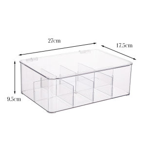 【Original+24hours delivery】Transparent Compartment Storage Box Tea Bag Container Coffee Organizer Display Rack Desktop Organize