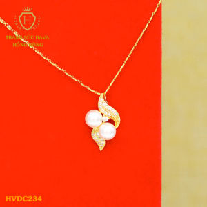 Dây Chuyền Nữ Vòng Cổ Mặt Đính Ngọc Trai Titan Xi Mạ Vàng Non 18k 24k Cao Cấp (Không Bị Xỉn Đen) - Trang Sức Hava Hong Kong