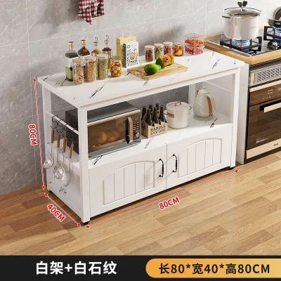 Kitchen island table Movable Island Counter Table Kitchen Shelf Cabinet Kitchen Trolley Island Kitchen Storage Rack Island Movable Kitchen Island Table Multi-Functional High Temperature Baking Paint Process 17 dian