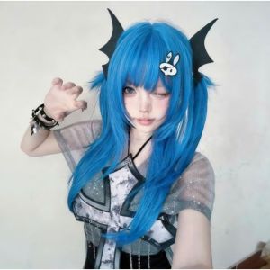 Tóc giả tỉa layer nhiều tầng màu xanh dương C8303 - wig teen/lolita