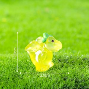 WARM HOUSEWORK Cartoon Noctilucent Dinosaur Figurines DIY Resin Crafts Mini Dinosaur Ornaments Dinosaur Statues Delicate Micro Landscape Decoration Garden