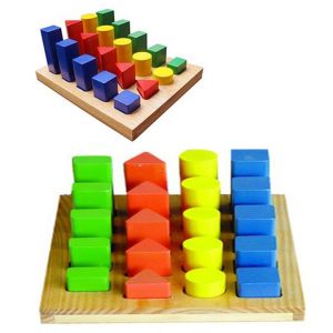 Đồ chơi bảng khối trụ so sánh tập đếm đồ chơi xếp hình khối sánh cao thấp giáo cụ Montessori thông minh cho bé