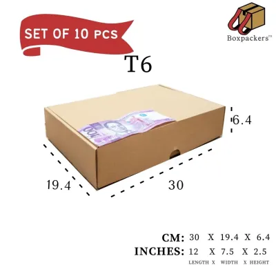 BOXPACKERS PH T-Mailer T6 SET OF 10 PCS 30 X 19.X4 X 6.4 CM Box Brown Kraft Corrugated Carton Mailer Box Shipping box Gift Box Packaging Box BOXPACKERS PH