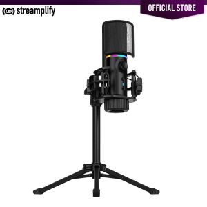 Streamplify MIC TRIPOD RGB Microphone With Tripod Up to 48kHz/16bit sample rate for crystal clear recordings