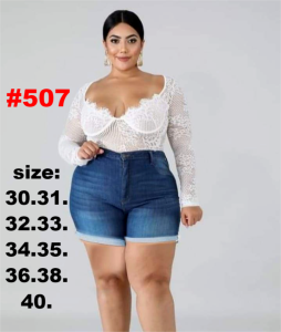 High Waist Strechable Cuffed Shorts Curvy FIT Big/Plus size AUGUST Denim