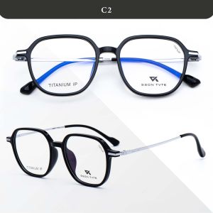 SSON TVTE Kacamata Geometric Metal Titanium Radiasi Blueray Photocromic Bluecromic PriaWanita T18925