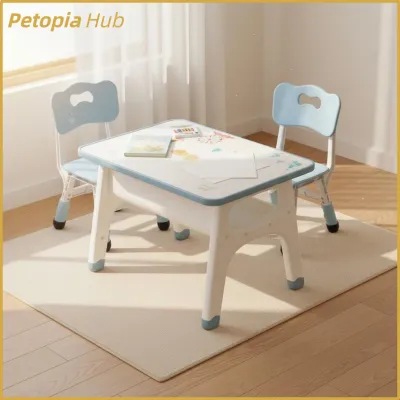 Blesiya Multi-Functional Kids Table and Chair Set Child-Friendly Design Toddler Play Table Set Easy to Clean Toddler Study Desk with Storage Food-Grade Material for Toddlers Preschoolers Parents Playroom Daycare Nursery Classroom