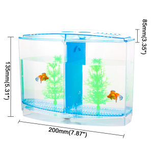 Teekland Aquarium Fighting Fish Tank Incubator Ornamental Betta Fish Mini Desktop Gram Isolation Incubation Rearing Double Box 13.5*9.5*18cm