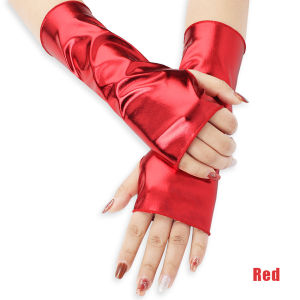 Vintage Dress Up Gloves Gloss Leather Short Gloves Punk Hip Hop 1Pair Punk Fingerless Long Gloves Halloween Cosplay Party Supplies Gothic Costume Decorative Fingerless Gloves