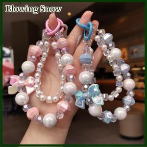 Blowing Điện thoại di động dây buộc phong cách ngắn dây đeo cổ tay Bow Knot Handmade Đính cườm Vòng đeo tay mặt dây chuyền dây chống mất rộng dây đeo cổ tay