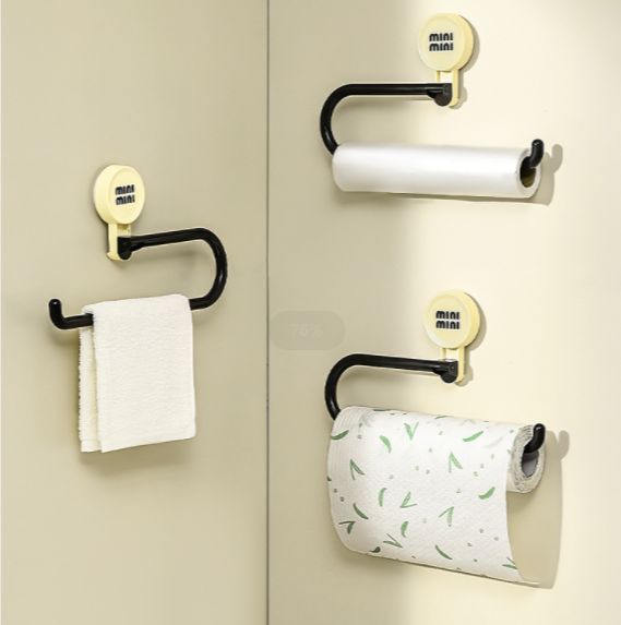 Suction cup roll paper hanging rack Household toilet paper towel ...