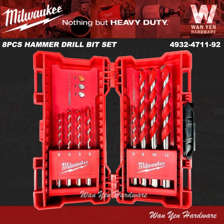 MILWAUKEE 8pc Hammer Drill Bit Set 4932471192 Lazada