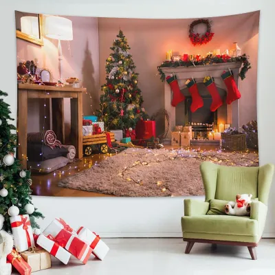 Christmas backdrop fabric ins Christmas snow scene photo backdrop event party decoration Christmas tree hanging cloth