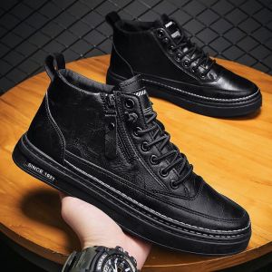 Korean High-cut Casual Shoes for Men British Oxford Shoes Fashion Business Semi Formal Leather Shoes
