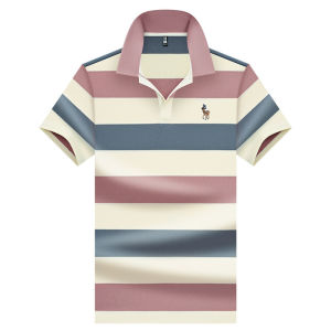 Mens summer polo shirt wrinkle-resistant and anti-pilling suitable for business and casual wear versatile short-sleeved top