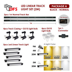 DFS LED LIGHT LED Linear Track Light 3pcs with Track Light 4 pcs 2m Track (2pcs 1M) Complete Set