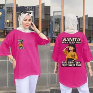 Atasan Oversize Lengan 7/8 Gambar Depan Belakang Tulisan Tidak Bercerita Bisa Buat Seragaman