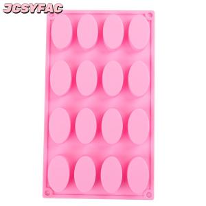 JCSYFAC 16 khoang hình dạng hình bầu dục xà phòng nướng Khuôn Silicone khuôn khay tự chế thủ công
