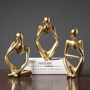 3pcs/1pcs Thinker Sculpture Figurine Set Home Decor Statues Modern Bookcase Artwork Decor Desktop Ornaments
