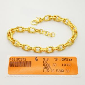 YON HING Rantai Tangan Sauh HordGold Kosong (5D) Emas 916