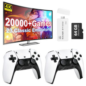 2025 4K Retro Game Stick 64GB Memory Card  20000+Games 23 Emulators Plug-and-Play Double 2.4GHz Wireless Game Controller