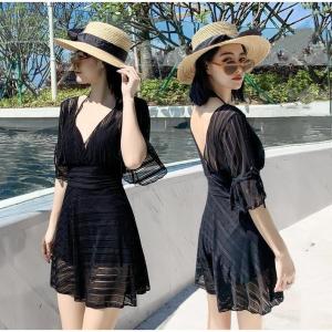 Bathing Suit Womens Swimwear Beachwear One-piece Skirt Boxer Belly Covering Slimming Push Up Dress Swimsuit