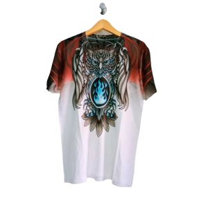 KAOS DISTRO GAMBAR BURUNG HANTU/KAOS PRIA MOTIF OWL/KAOS PRINTING GAMBAR PILIHAN RANDOM SIZE L