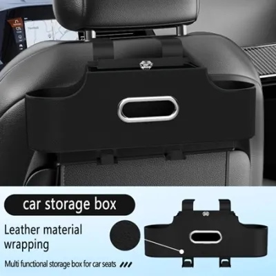 MOTOX 4-in-1 Multi-Functional Car Seat Back Storage Box ABS Resin Tissue Holder Cup Holder Mobile Phone