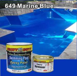 649 MERINE BLUE SWIMMING POOL EPOXY PAINT ( 5L ) Heavy Duty • 2-Part Epoxy Acrylic Waterproof Coating • Kolam Renang