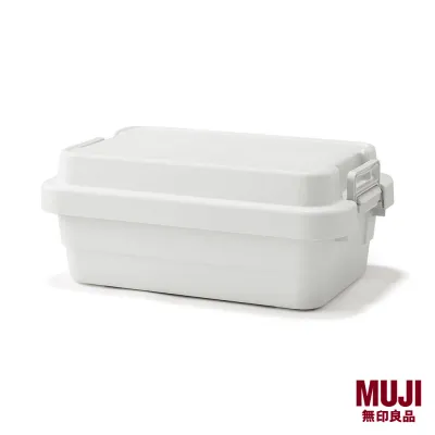 MUJI Polypropylene Sturdy Storage Box L Shallow White Grey