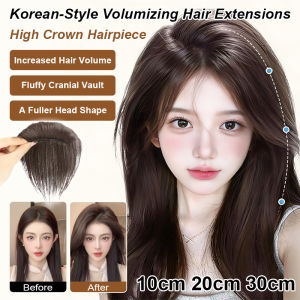 🌟 Volume Booster Hair Topper Korean Voluminous Fluffy High Crown Hair Topper Instant Volume Boost Natural Look Clip In Hair Piece for Women Thin Hair Daily Use Office Date Wedding