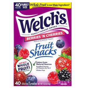 Kẹo dẻo trái cây Welch’s Fruit Snacks Dẻo mềm thơm ngọt không dính răng dễ nhai cho bé 🍬 Không chứa gluten không chất bảo quản không đậu phộng – an toàn tuyệt đối cho trẻ nhỏ