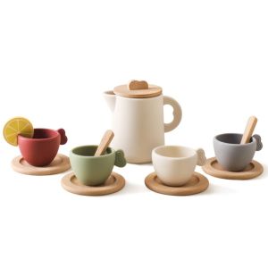 AINACHU Kitchen Utensil Teapot Teacup Simulation Wooden Education Pretend Play Toy Montessori Toy Role Play Afternoon Tea Toy Girls Boys