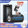 CITYORK CR123A 3.7MWh 16340V แบตเตอรี่ 16350 แบตเตอรี่ลิเธียมไอออนสำหรับไฟฉาย LED RCR123 แบตเตอรี่ + สาย USB Type-c. 