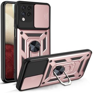 For Samsung Galaxy A22 M53 M33 A12 M12 A42 4G 5G Slide Camera Lens Protection Case SamsungA22 5G SamsungA12 Shockproof Armor Phone Cover Magnetic Car Holder