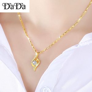 Vòng cổ vàng thật 18k đích thực Phụ nữ Moissanite Cutout Quảng trường Zircon Quà tặng trang sức mặt dây chuyền cho bạn gái